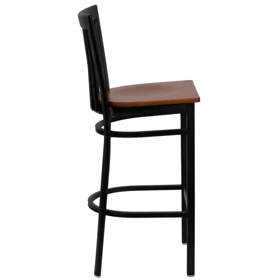 Emma and Oliver 2 Pack School House Back Metal Restaurant Barstool Cherry/BlackMetal {4}