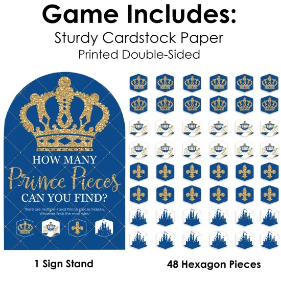 Big Dot of Happiness Royal Prince Charming - Baby Shower or Birthday Party Scavenger Hunt - 1 Stand and 48 Game Pieces - Hide and Find Game {6}