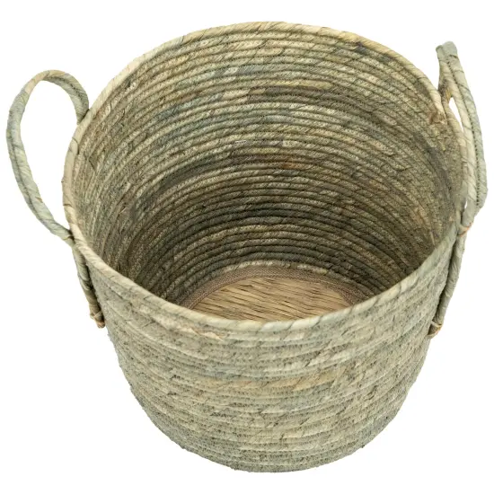 Northlight Set of 3 Gray Tall Seagrass Storage Baskets with Sewn Zig Zag Accents 13" {4}
