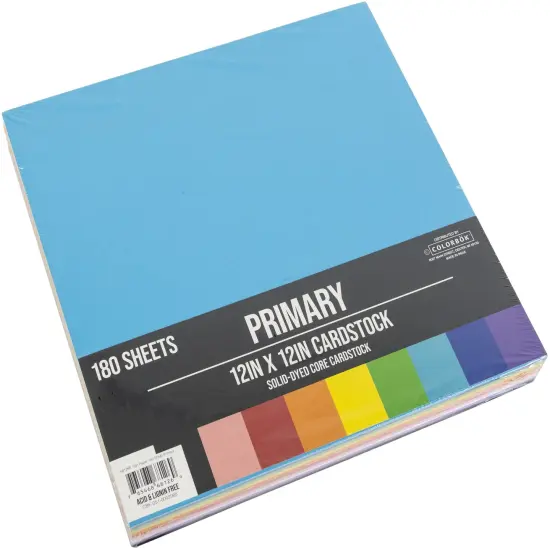 Cardstock Assortment 12"X12" 180/Pkg-Primary {2}
