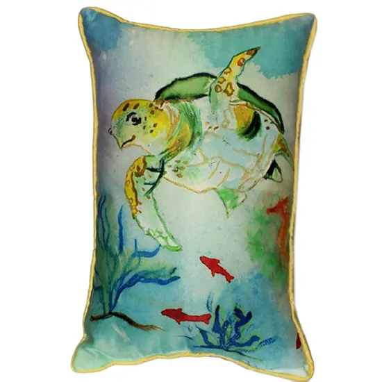 Betsy Drake Betsy's Sea Turtle Extra Large 24 X 20 Indoor / Outdoor White Pillow {1}