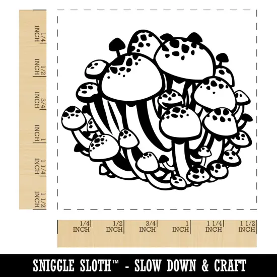 Cluster of Beech Clamshell Mushrooms Fungus Fungi Self-Inking Rubber Stamp Ink Stamper Black {1}