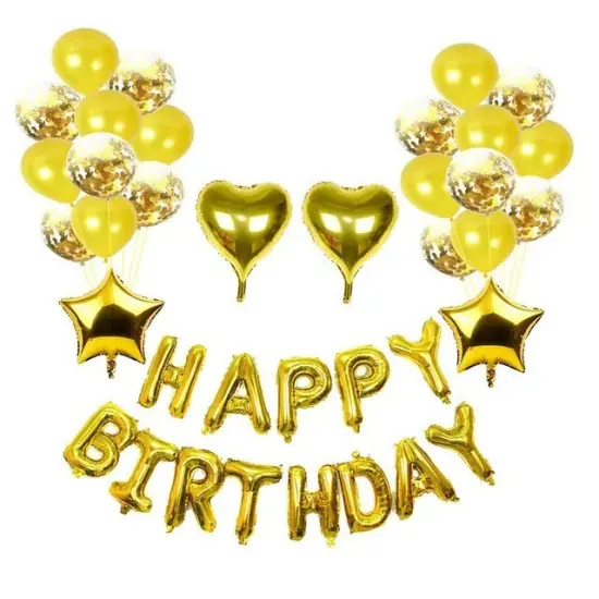 Hot Happy Birthday Decoration Multiple Color Banner Balloons Set Party Supplies Gold {1}