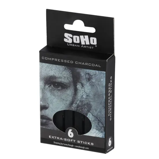 SoHo Urban Artist Compressed Charcoal- Drawing Charcoal for Artists, Students, Blending, Live Figure Drawing, & More! - [Black - 6 Pack] {7}