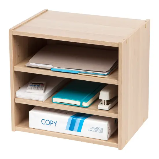 IRIS USA TACHI Modular Wood Stacking Storage Box with Shelf {2}