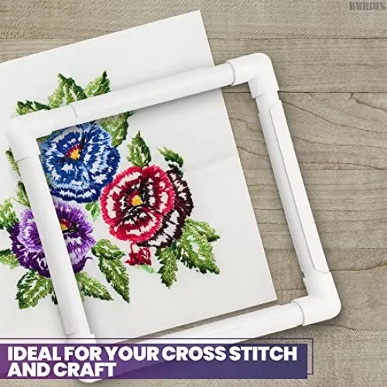 11 Inch Plastic Embroidery Hoop - White Plastic Sewing Hoops Hand Embroidery Hoops Embroidery Snap Frame - Snap Needlework Frame Cross Stitch Frame Square Embroidery Hoop for Cross Stitching, Quilting {5}