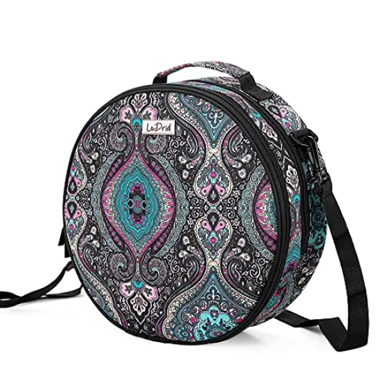Embroidery Bag, Double-Layer Round Embroidery Project Storage Bag for Storing Embroidery Kits and Cross Stitch Kits, with Handle and Shoulder Strap, Totem, Bag Only {2}