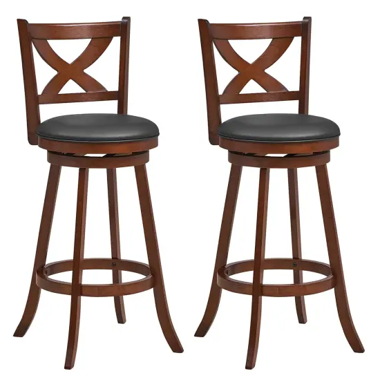 Costway Set of 2 Bar StoolsClassic Counter Height Swivel Chairs for Kitchen Pub {8}