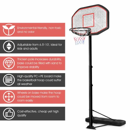 Costway 10ft 43'' Backboard In/outdoor Adjustable Height Basketball Hoop System {4}