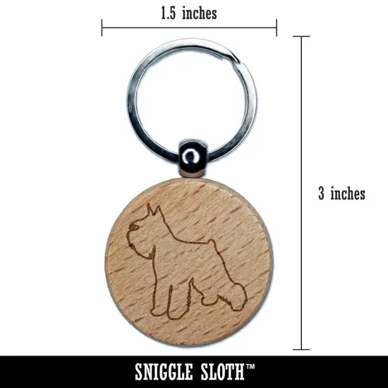 Miniature Schnauzer Dog Outline Engraved Wood Round Keychain Tag Charm {2}