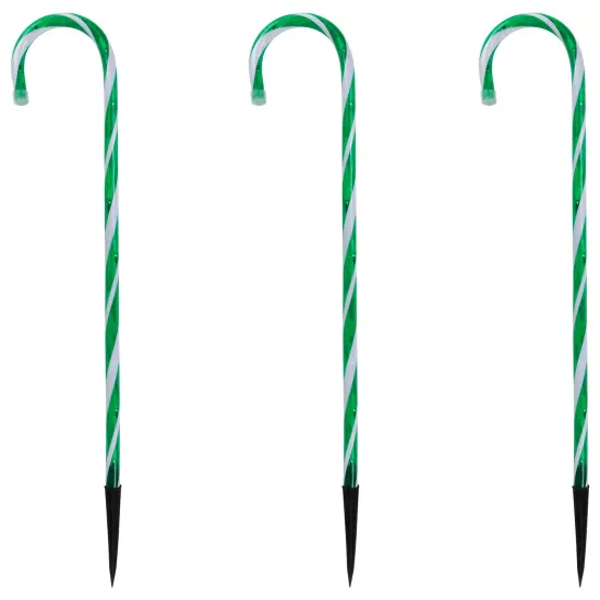 Northlight Lighted Twinkle Candy Cane Christmas Outdoor Pathway Markers - 26" - Green and White - Set of 3 {5}