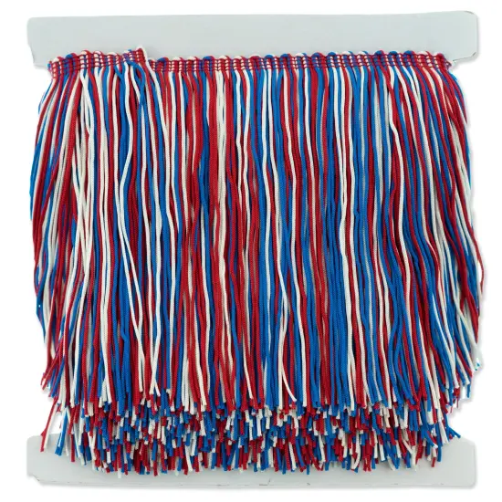 10 Yards of 6" Multicolor Chainette Fringe Trim | 10 yard cut Red/White/Blue {1}
