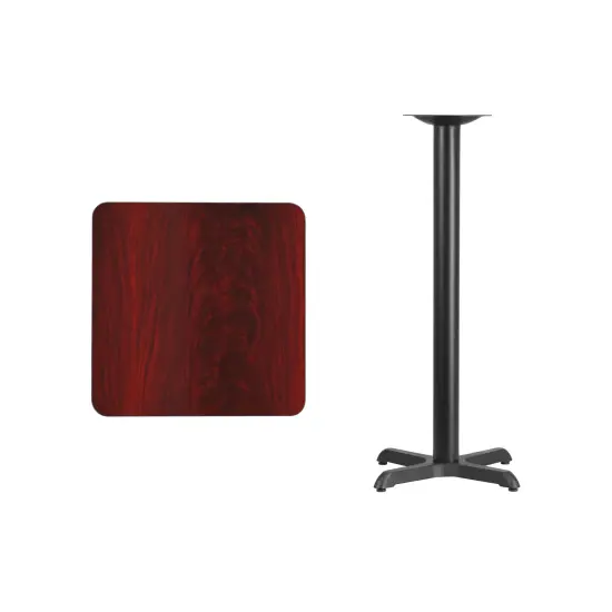 Emma and Oliver 24" Square Laminate Table Top with 22"x22" Bar Height Table Base Mahogany {3}
