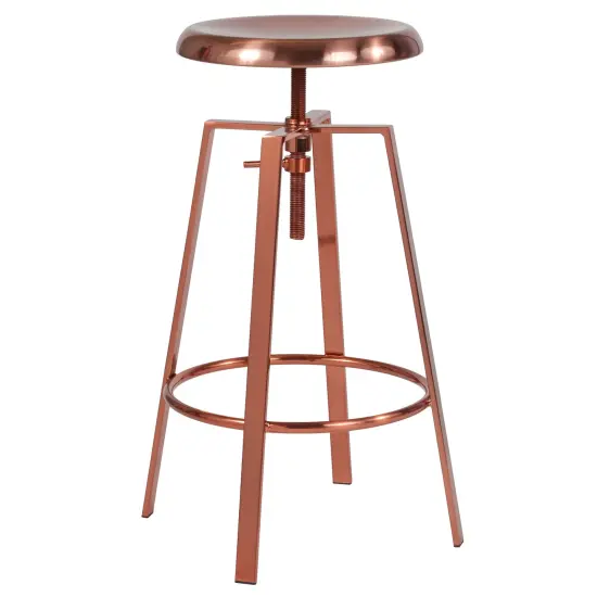 Merrick Lane Serling Series Industrial Style Bar Stool with Height Adjustable Swivel Seat Gold {6}