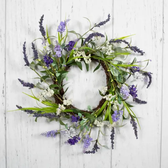 Northlight Green and Purple Twig Artificial Floral Wreath, 16-Inch - Unlit {4}