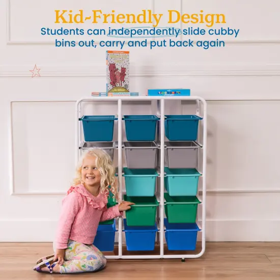 5-Tier Storage Rack with 15 Cubby Bins 5x3, Multipurpose Organization Contemporary {4}