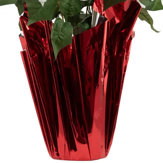 Northlight Artificial Christmas Poinsettia in Wrapped Base - 26" - White {6}