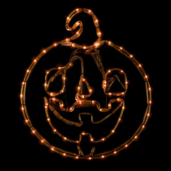 Northlight 18" Orange Jack O Lantern 4 Function LED Lighted Halloween Window Silhouette {1}