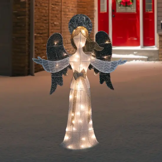 Northlight 49.25" LED Lighted White and Gold Angel Christmas Decoration {3}