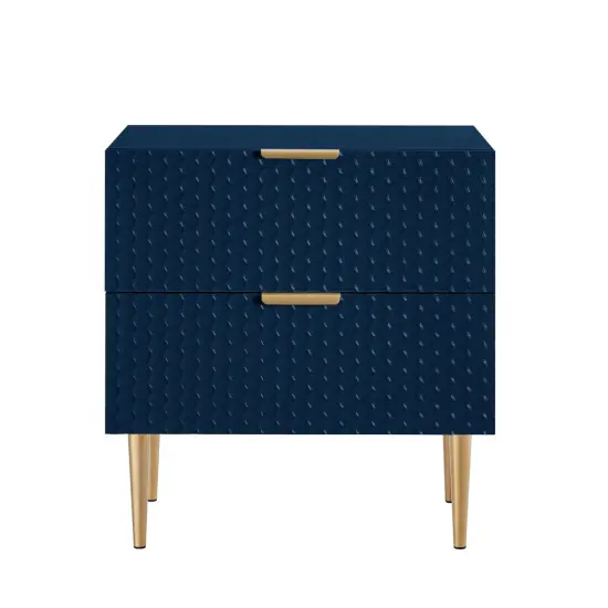 Zeynep Side Table/Nightstand Navy/Gold {2}