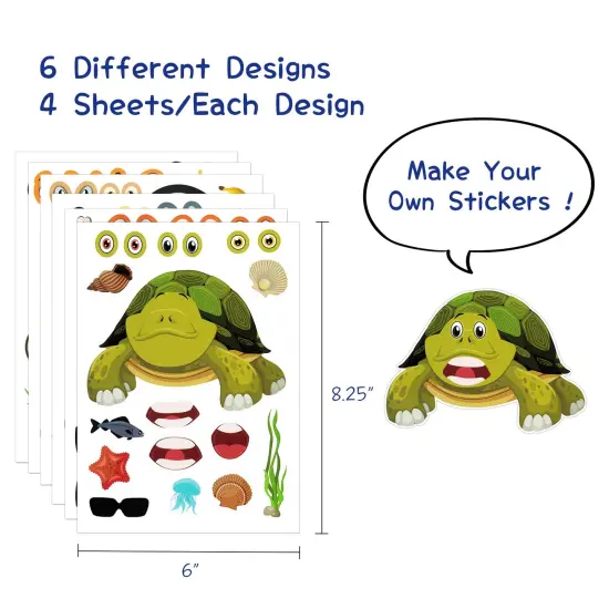 Wrapables Make Your Own Sticker Sheets, DIY Make a Face Animal, Food, Party Favor Stickers (24 Sheets) Wild Animals {2}