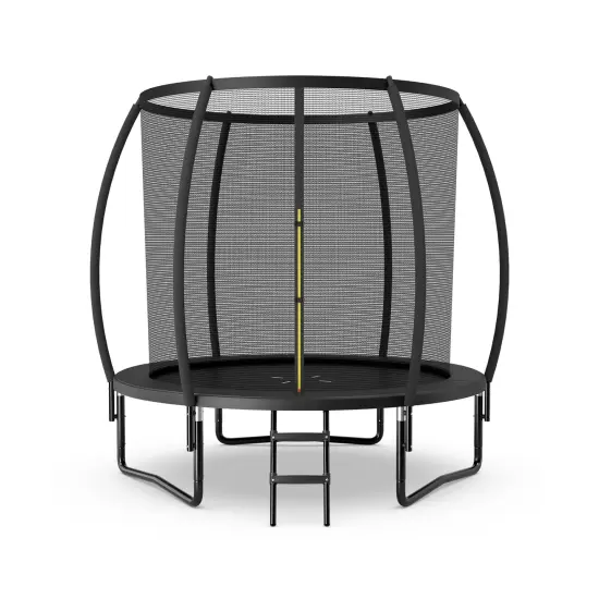 8 Feet ASTM Approved Recreational Trampoline with Ladder Black {1}
