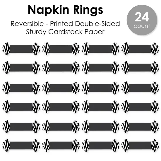 Big Dot of Happiness Zebra Print - Safari Party Paper Napkin Holder - Napkin Rings - Set of 24 {7}