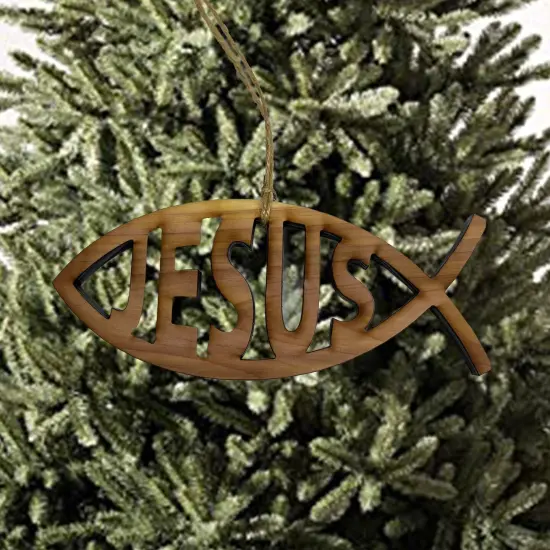 Jesus Fish - Cedar Ornament {5}
