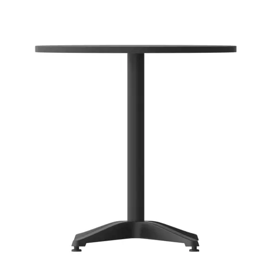 Emma and Oliver 27.5'' Round Aluminum Indoor-Outdoor Table with Base Black {5}