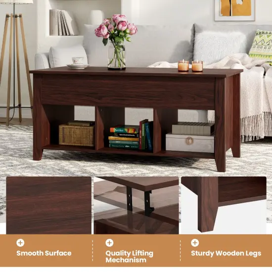 Lift Top Coffee Table with Storage Lower Shelf Black {7}