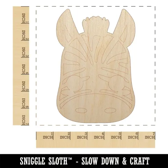 Charming Kawaii Chibi Zebra Face Blushing Cheeks Unfinished Wood Shape Piece Cutout for DIY Craft Projects {1}