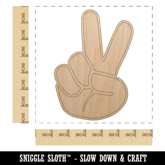 Peace Hand Sign Unfinished Wood Shape Piece Cutout for DIY Craft Projects {1}