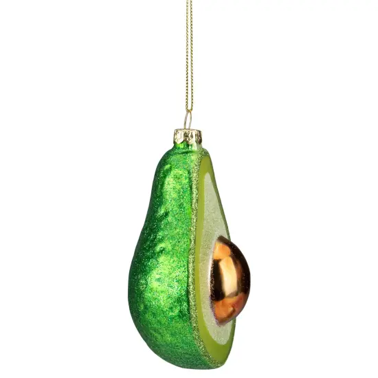 Northlight 4.5" Green and Yellow Glass Avocado Christmas Ornament {4}