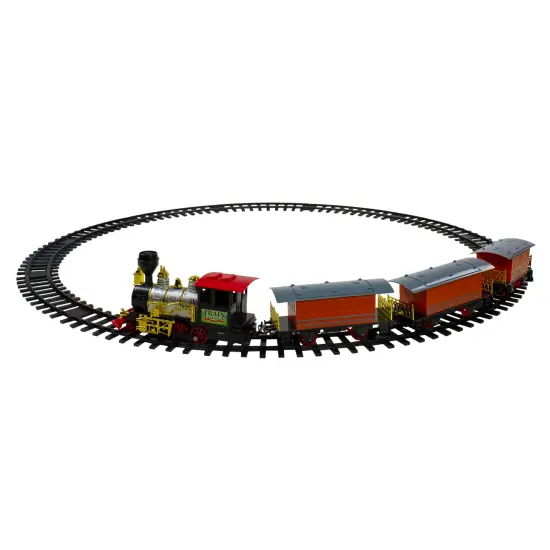 Northlight Animated Lighted Classic Christmas Train Set with Sound - Red and Black - 20-Piece {1}
