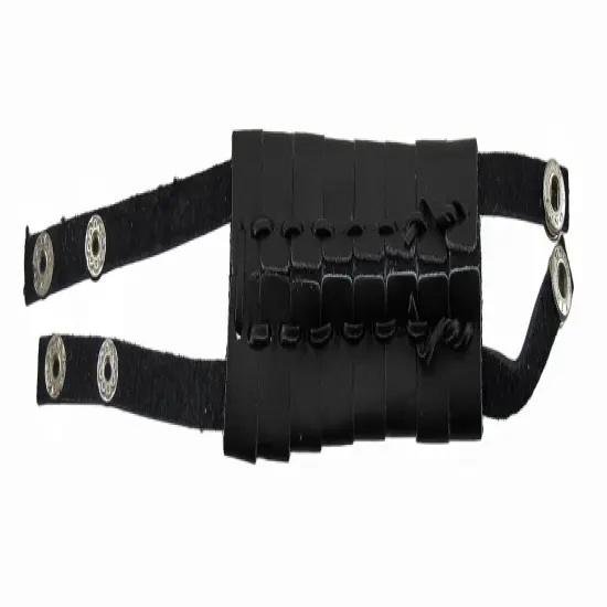 Black Leather Double Snap Wrap Bracelet Wrist Band Wristband {5}