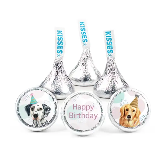 324ct Dog Birthday Party Stickers for Hershey's Kisses Kid's Favors, Party Supplies - DIY - Candy Not Included - By Just Candy {1}
