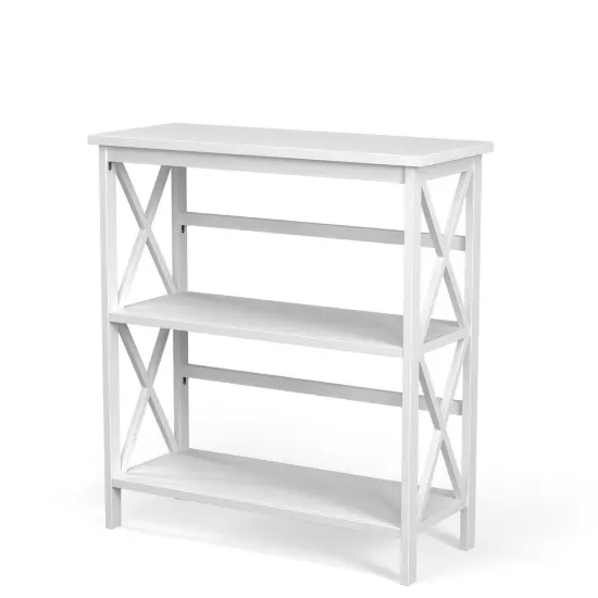 3-Tier Multi-Functional Storage Shelf Units Wooden Open Bookcase and Bookshelf White {1}