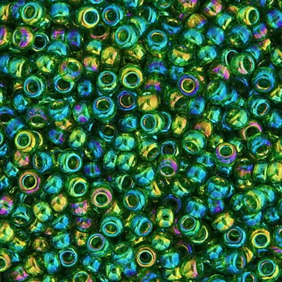 Miyuki 250g Transparent Round Seed Beads, 11/0 Green AB #179 {1}