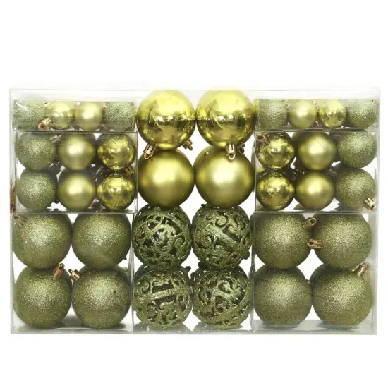 Christmas Baubles 100 pcs1.2" / 1.6" / 2.4" Light Green {2}