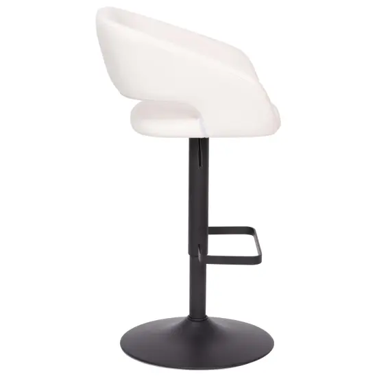 Emma and Oliver Shae Contemporary Upholstered Adjustable Height Barstool with Rounded, Cutout Mid-Back and Pedestal Base GrayFabric/Black {10}