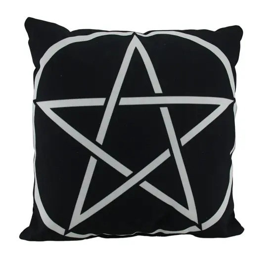 Black and White Pentacle Symbol 18 Inch Indoor / Outdoor Throw Pillow {1}