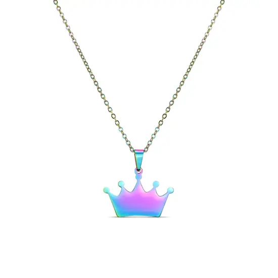18K PVD Coated Stainless Steel Blank Crown Necklace Rose {3}