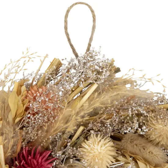 Northlight Pampas Grass and Dried Fall Harvest Floral Wreath - 11" Beige {4}