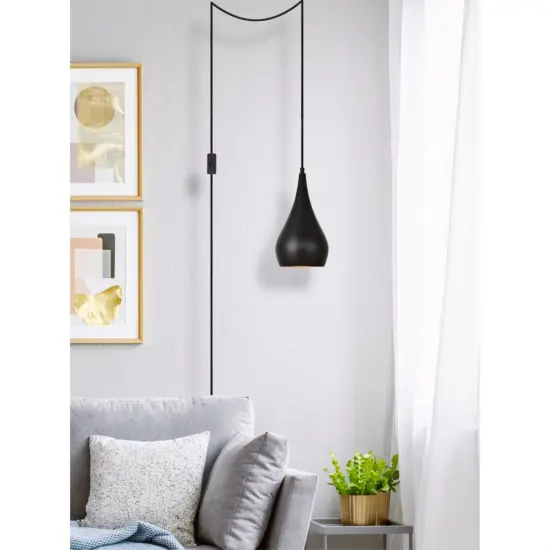 Nora 1 Light Black plug-in pendant {6}