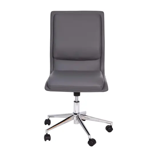 Merrick Lane Artemis Mid-Back Armless Home Office Chair with Height Adjustable Swivel Seat and Five Star Chrome Base Black {8}