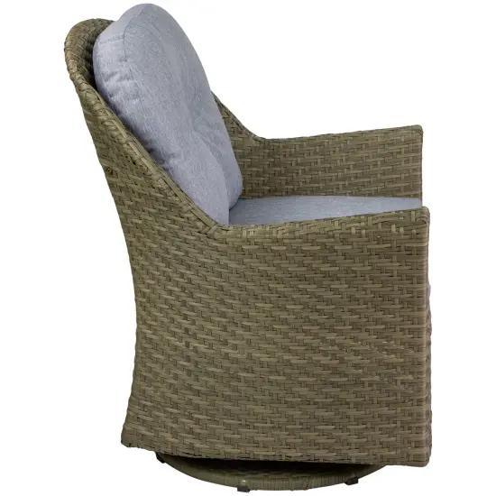 Northlight 34" Gray Resin Wicker Deep Seated Glider Chair with Gray Cushions {5}