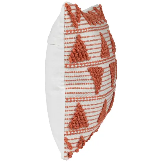 Northlight 20" Orange and Cream Handloom Woven Outdoor Square Throw Pillow {4}