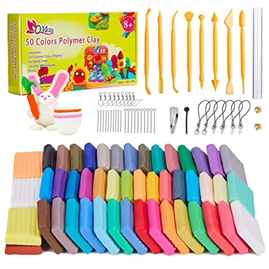 Polymer Clay Kit, 50 Colors DIY Modeling Clay, NonToxic Oven Baken Clay with Sculpting Tools and Decorative Accessories, Great for Kids & Adults {1}
