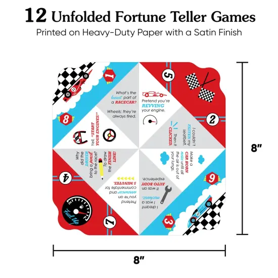 Big Dot of Happiness Let's Go Racing - Racecar - Race Car Birthday Party or Baby Shower Cootie Catcher Game - Jokes and Dares Fortune Tellers - Set of 12 {5}