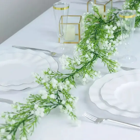 6 ft WHITE GREEN Silk Baby Breath Artificial Flower GARLAND Party Decorations {3}